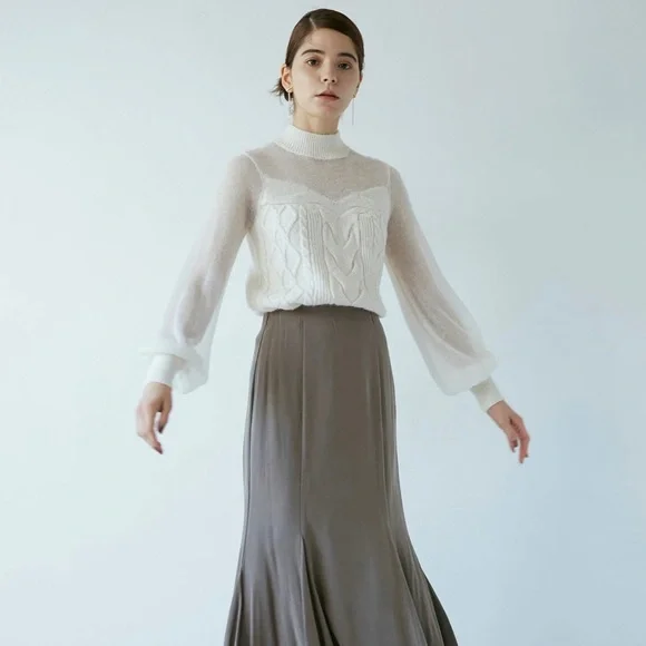 ❌SOLD❌ LAGUNAMOON Sheer Cable Knit Pullover Sweater - Picture 2 of 8